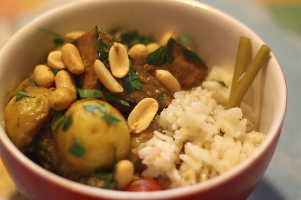 Massaman curry with lemongrass lime rice